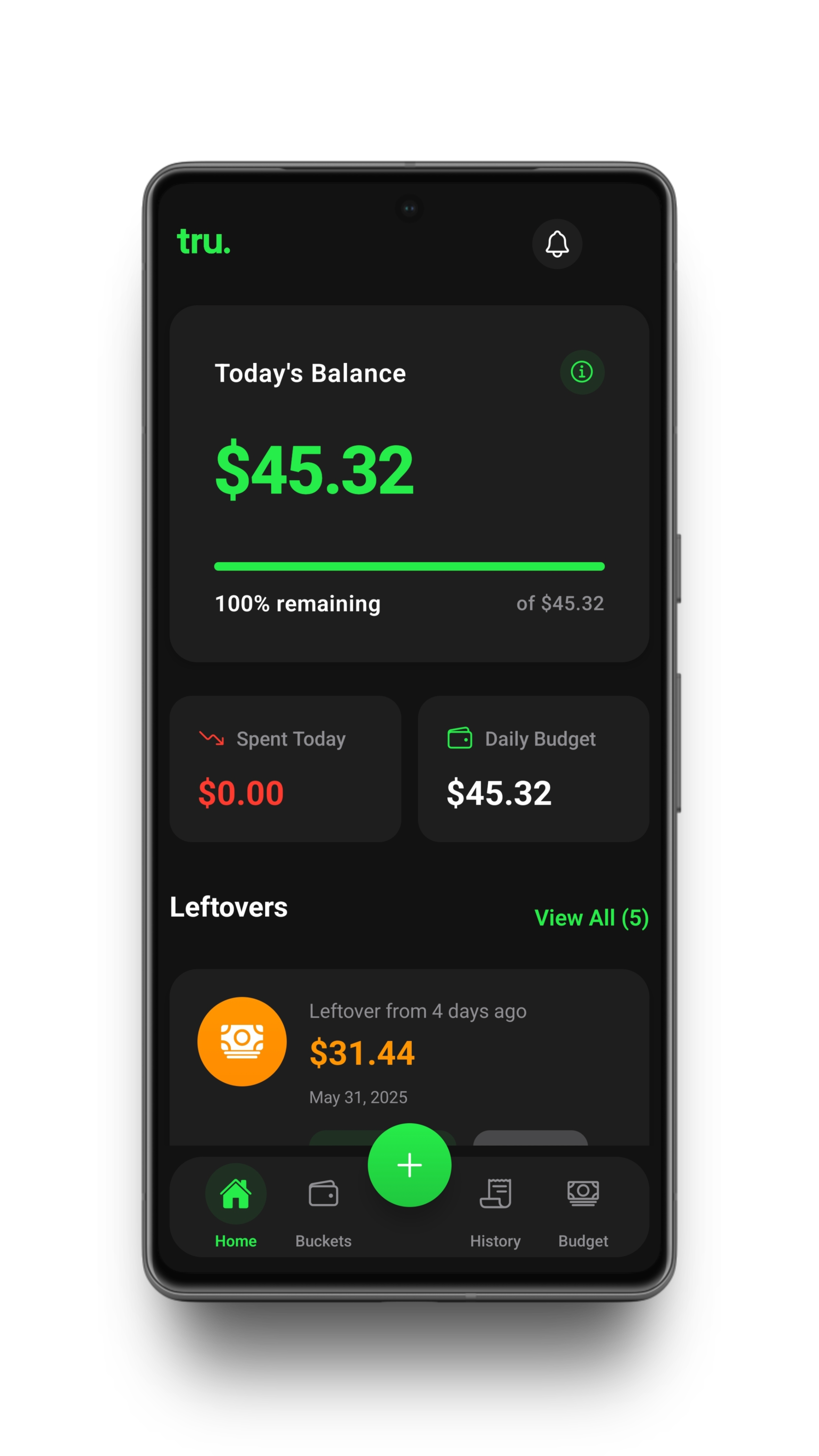 Tru App - Today's Balance